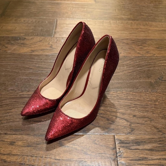 Aldo Shoes - Aldo Red and Burgundy Glittery Sequin Pointed Toe High Heels